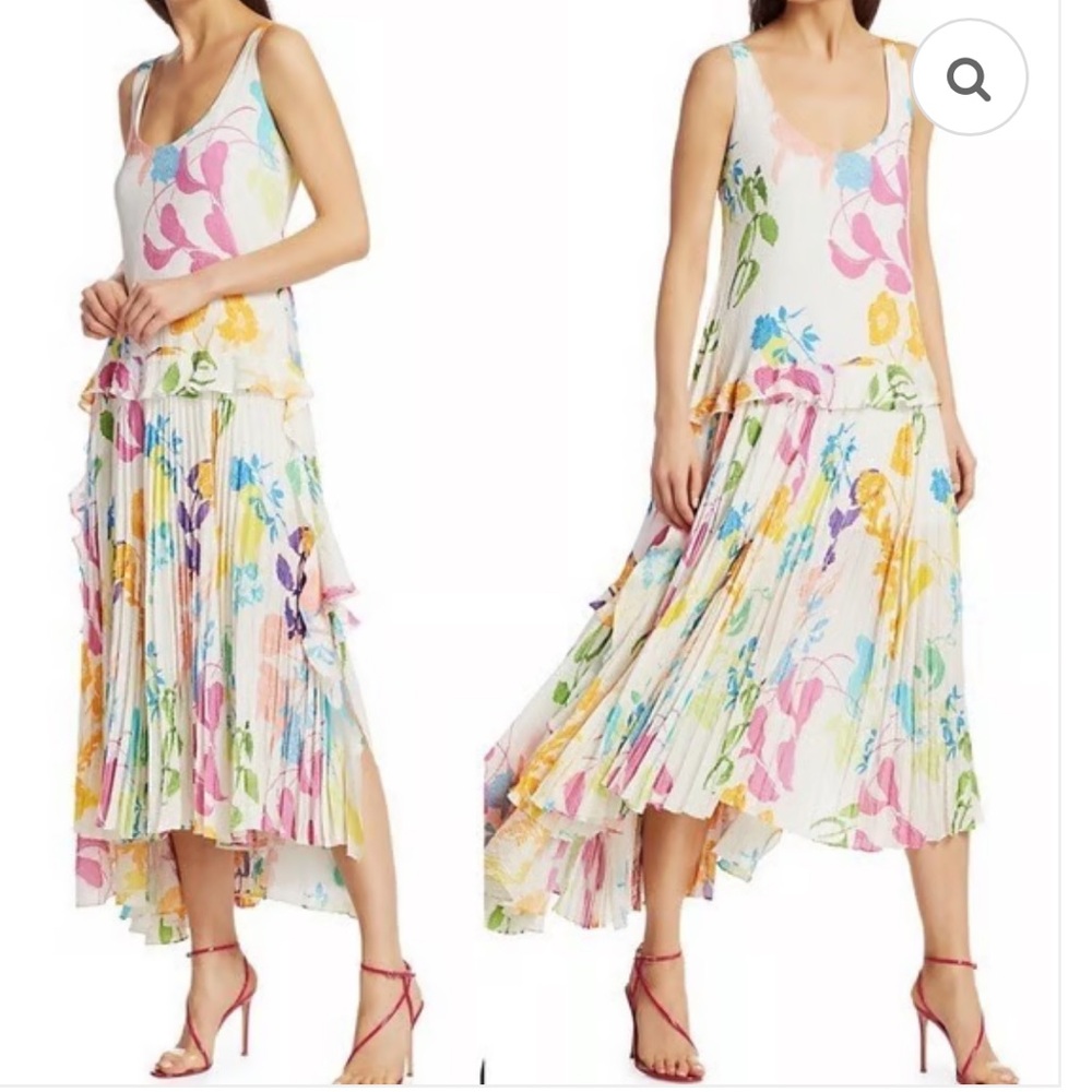 Tanya Taylor Colorful Floral High Low Dress - Picture 4 of 16